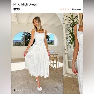 NWT: Show Me Your MuMu Nina Midi Dress, White Rose Satin, XXL